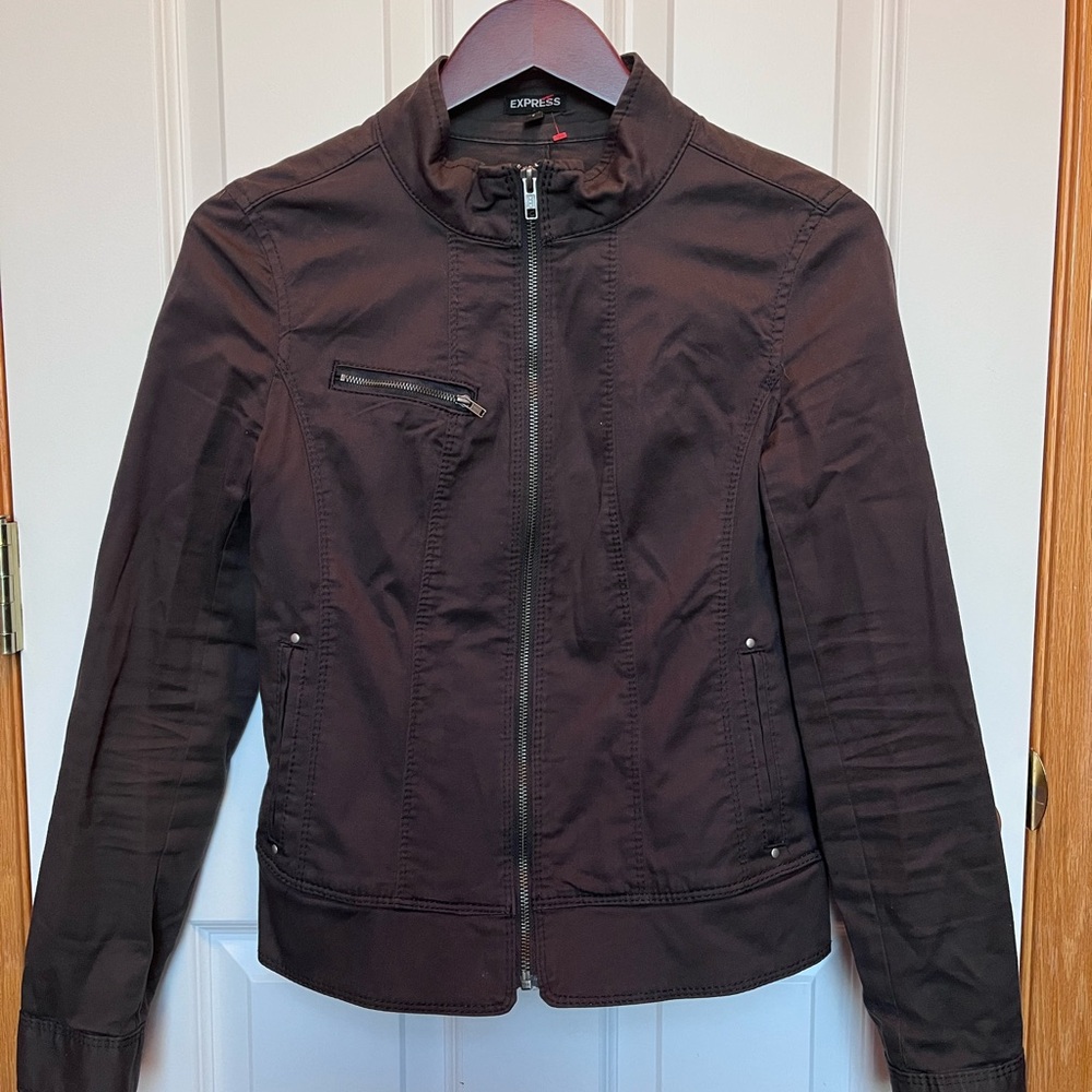Express Women's Dark Grey Bomber Jacket